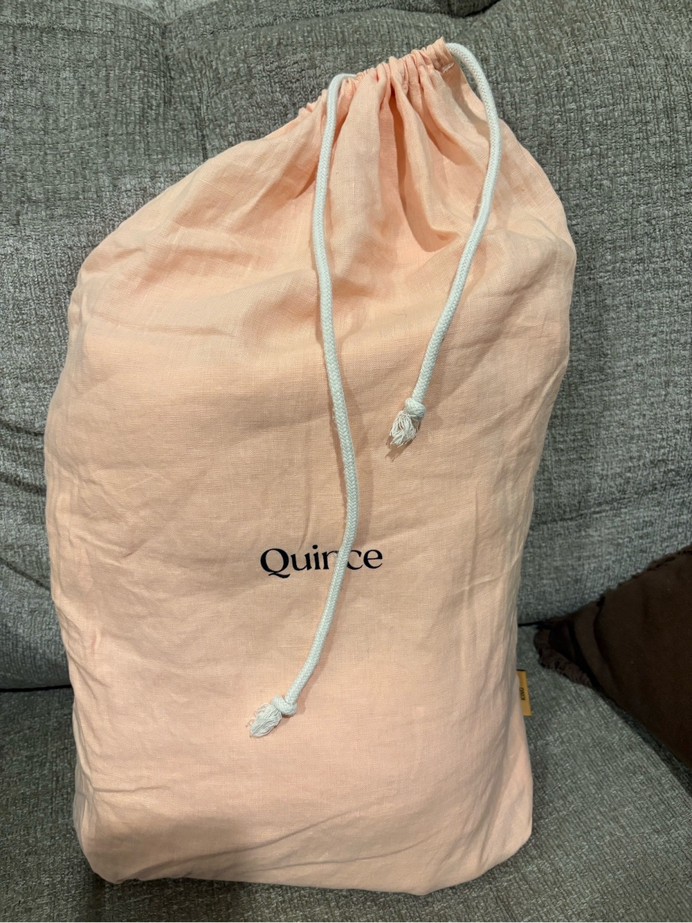 Quince linen King sheet set in Light Peach